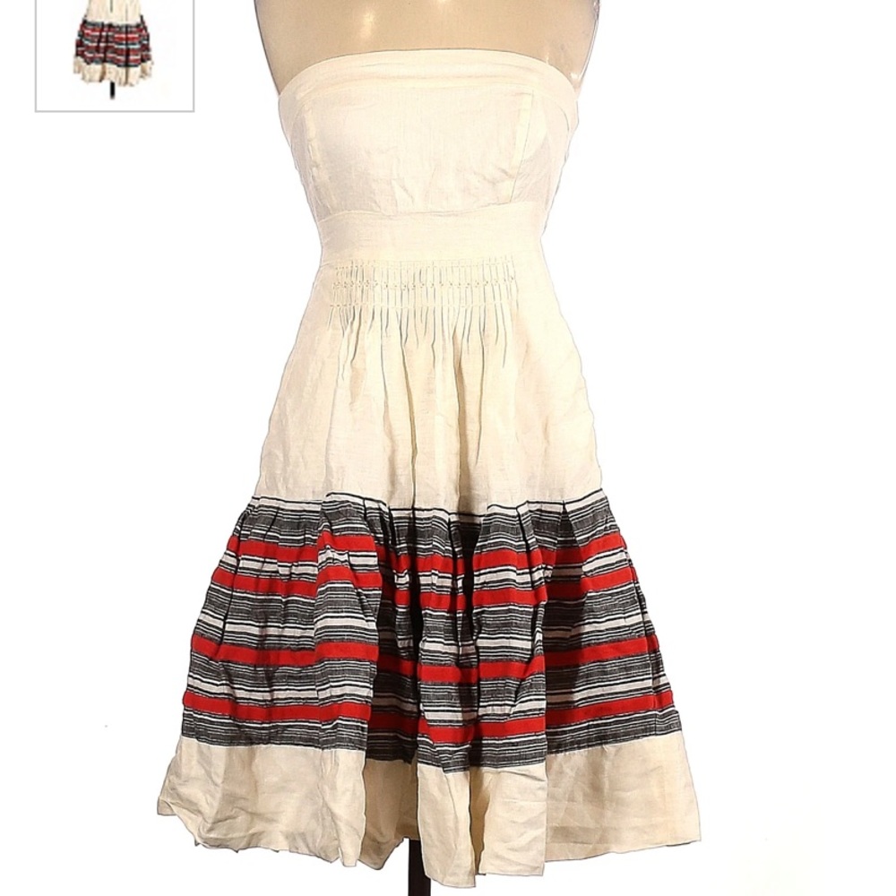 Pleated Strapless Linen Dress (With Pockets!) - Size 4